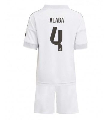 Real Madrid David Alaba #4 Primera Equipación Niños 2025-26 Manga Corta (+ Pantalones cortos)